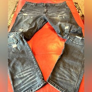 Men's SmokeRise Distressed moto style Blue Jeans size 40x32